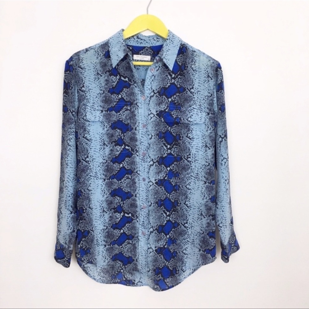 Equipment Blouse, Blue Python Snakeskin Print - image 2